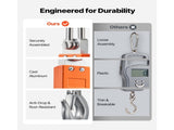 Digital Crane Scale, 1100 lbs/500 kg Max Capacity, Heavy Duty Industrial Hanging Scale with Cast V952-ZXDCDZK100GY2HJJS001V9