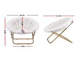 Artiss Cozy Saucer Chair Soft Faux Fur Folding Accent Chair for Bedroom White XFBS-AR-SAU-WH