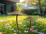 Metal Mushroom Garden Stakes 2PCS, Rustic Vintage Weatherproof Iron Toadstool Yard Art For Patio V1369-AZ3-W-15099