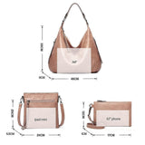 Women's Soft Leather Tote Bags 3pcs Fashion Handbag Wallet Shoulder Purse Set V1263-JX-3527