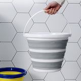 3x 10L Foldable Collapsible Bucket Silicone Hiking/Camping/Fishing - Grey/White V563-75197-3X