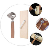 1Set Stainless Steel Sliced Noodles Cutter with Heat Insulated Wood Handle for Home Use V1192-AZ-W-22571