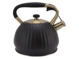 3.5L Whistling Tea Kettle, Stainless Steel Pumpkin Shape Tea Pot, Stovetop Teapot, Black V1263-JX-3010