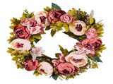 Artificial Decorative Wreath 48.26 cm Pink Peonies Hydrangeas Year Round V952-ZSHHMDHFHL19ICBRDV0
