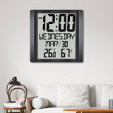 Digital Wall Clock Desk Clock with Temperature Humidity Date Week Large Display Calendar Battery V1370-AZ4-06046