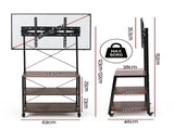 Artiss Mobile TV Stand 32-65 Inch TVs Mount 50kg with 3 MDF Shelves Lockable Wheels Adjustable Feet TV-MOUN-3T-WAL