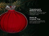 Christabelle 6 Red Glass Christmas Baubles Jewelled Top 8cm Xmas Tree Decorations Hanging Ornam 112_YAN411
