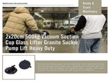2x20cm 500kg Vacuum Suction Cup Glass Lifter Granite Sucker Pump Lift Heavy Duty V63-930001