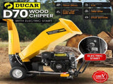 Ducar D70 7HP Wood Chipper Electric Start Shredder Mulcher Grinder Petrol in Yellow WCP-D70-YLBK