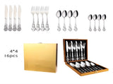 4Set / 16PCS Silver Royal Court Cutlery Set - Vintage Hollow Engraved 410 Stainless Steel Dinnerware V888-ELOSUNG42105