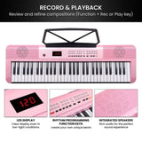 Karrera 61-Key Electronic Piano Keyboard with LED and Folding Stand in Pink CHJ-SD1 EKB-CHJ-SD1-PK