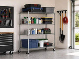 Wire Storage Rack 90x45cm Chrome Shelving with Wheels V63-841441