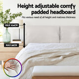 Artiss Double Bed Frame RGB LED Floating Beds Adjustable Headboard Beige White BFRAME-F-DAYLIGHT-D-WH-AB