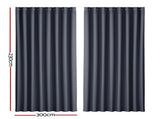 Artiss 2X Blockout Curtains Eyelet 300x230cm Charcoal BC-MATT-300X230-CH