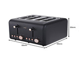 Pronti Rose Trim Collection Toaster & Kettle Bundle - Black KTL-TSR-COM-BK