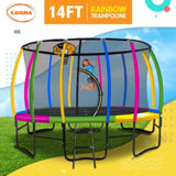 Kahuna Trampoline 14 ft with Basketball Set - Rainbow TRA-KAH-14-RB-BB