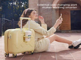 20 Inch Cute Carry On Suitcase, Hard Shell Cabin Luggage with USB Charging Port & Cup Holder, V1265-YY-277