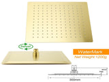 WELS Brushed Gold Square 12" Rainfall Head 3 Modes Handheld Sliding Rail Wall Mixer 2in1 Shower Set V1233-SC842GHS002M4CGKSS112GKSQ201G