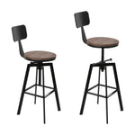 Artiss 4x Bar Stools Kitchen Dining Chairs Adjustable Wood Stool w/Backrest BA-TW-V17-098BACK-BKX4