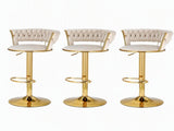 Artiss Bar Stools X3 Kitchen Counter Chair Gas Lift Velvet Woven Backrest Ivory BA-K-1006-IVX3