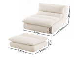 Artiss Lounge Chair Ottoman Single Sofa Couch Boneless Corduroy Chaise Footrest SB-C-OTT-WH