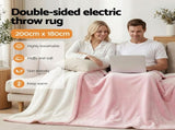 Giselle Electric Throw Rug Double Size 200x180cm Fleece Flannel Heated Blanket Pink EB-C-THROW-DS-200-PK