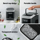 Devanti Ice Maker Machine Portable 12kg Countertop w/Self Cleaning 1.3L Black IM-ZB12K-BK