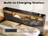 Artiss Double Bed Frame with 2 Storage Drawers & Headboard, USB Charging Station, RGB LED Light BFRAME-J-KINSLEY-D-GY-AB