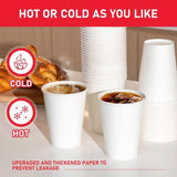 1000x 12oz Premium Paper Coffee Cups in White Bulk Wax Free Extra Strong in White V563-PA1209-50-1BOX