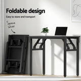 Artiss Computer Desk Office Chair PU Leather Set Foldable Home Study Table Black MET-DESK-FD-80-REPL-BK