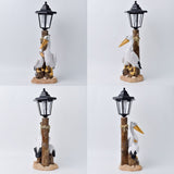 Garden Statue with Solar Lantern, Resin Seagull Seabird Figurine, Mediterranean Style Sculptures for V1366-AZ2-W-12514