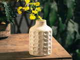 Ceramic Rustic Farmhouse Vase,Neutral Cream Vases Pottery Decorative Floral Textured Vase for Home V1192-AZ-W-15849