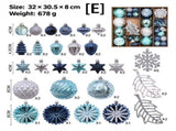 62-Piece Hand-Painted Christmas Ball Ornament Set with Assorted Shapes and Textures for Holiday Tree V1341-ZY-2DTQTSTP-B