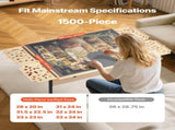 1500 Piece Puzzle Table with Legs, 4 Drawers and Cover, 86x63cm Portable Wooden Board with Wheels, V952-PTZ1500JXWGJ4VSU5001V0