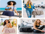 Gym Bag for Women, Lightweight Puffer Duffle Bag 2-PC Travel Bag, 31L Weekender Overnight Bag V1258-DP02-F-10
