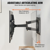 VEVOR Full Motion TV Fits for Most 37-90 inch TVs, Swivel Tilt Horizontal Adjustment TV Wall V952-BGDS600400228OBYHV0