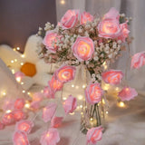 50 Pink Rose 3D Fairy Lights 5M LONG String, Battery Indoor & Outdoor Decorations Wedding V382-PINKROSEBATT50