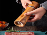 Acacia Wood Salt and Pepper Grinder Set with Ceramic Burrs, Adjustable Coarseness and Storage Base V1188-MS-731-005