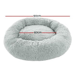 i.Pet Pet Bed Dog Cat 90cm Large Calming Soft Plush Light Grey PET-BED-D90-LTGR