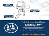 316 Stainless Steel Swivel Snap Shackle Clevis Quick Heavy Duty Release Spring Hook Marine Grade V1258-DP02-F-925