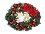 Christmas Wreath Snow Pine Cone Xmas Ball Wreath for Indoor Outdoor Holiday Decorations V1294-YM0512-3115220134811