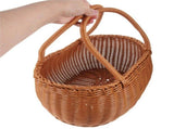 Rustic Hand Woven Basket Brown Plastic Picnic Basket with Handle for Outdoor Use V1192-AZ-W-27543