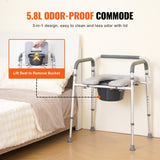 Commode Chair, Bedside Commode with Padded Seat and Arms, 7-Level Adjustable Height, 5.8L Removable V952-WLLGS350BLRZ8J6E0V0