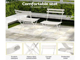 Gardeon 3PC Outdoor Bistro Set Steel Table and Chairs Patio Furniture White ODF-METAL-3PCS-WH
