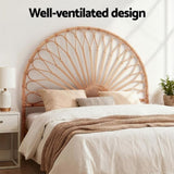 Artiss Bed Headboard Double Bedhead Rattan - MARI Pine BED-HEAD-C-MARI-D-WD
