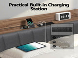 Artiss Metal Bed Frame Queen Size with 2-Tier Hidden Storage with Charging Station MBED-C-SOT-Q-GY-ABC