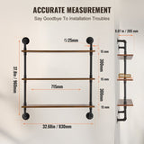 VEVOR Industrial Pipe Shelf 3 Tier 32x7.87in Wall-Mount for Kitchen Bedroom V952-JSGZWJYGHMBH3KFG5V0