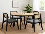 Levede Dining Chair Wood Rattan Armless Black x4 CH1144-2-BKX2
