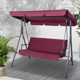 Gardeon Outdoor Swing Chair Garden Bench Furniture Canopy 3 Seater Wine Red GSC-BST-3S-WR