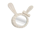 Decorative Mirror White Rabbit Shaped Retro HD Rattan Mirror for Bathroom Bedroom V1294-YM0703-3115230038711